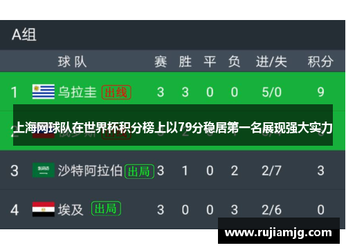 上海网球队在世界杯积分榜上以79分稳居第一名展现强大实力
